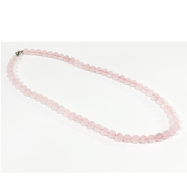8mm Beaded Crystal Stone Necklace - Rose Quartz