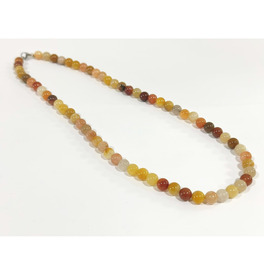 8mm Beaded Crystal Stone Necklace - Golden Fortune Jade