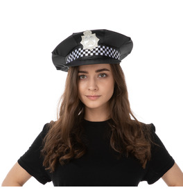 UK Checkered Police Hat, Black