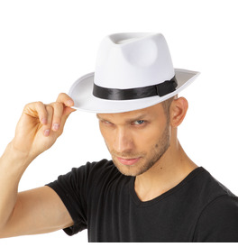 Deluxe Gangster Hat, White 