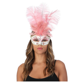 Pink Tall Feather Eye Mask