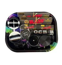 Wise Skies Black Biohazard Rolling Tray Set