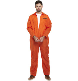 Orange Prisoner Overalls with Handcuffs Costume