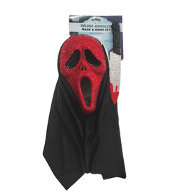 Red Deluxe Jewelled Ghost Mask & Knife Set Halloween