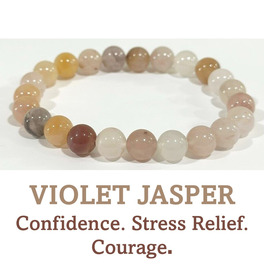 8mm Beaded Crystal Stone Bracelet - Violet Jasper