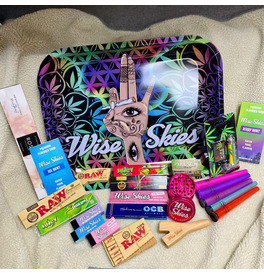 Wise Skies Large Hand Design Rolling Tray Set