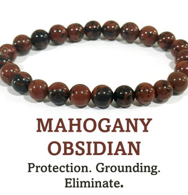 8mm Beaded Crystal Stone Bracelet - Mahogany Obsidian