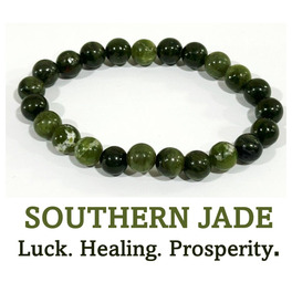 8mm Beaded Crystal Stone Bracelet - Southern Jade