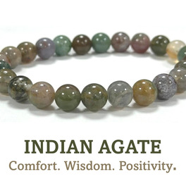8mm Beaded Crystal Stone Bracelet - Indian Agate