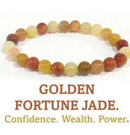8mm Beaded Crystal Stone Bracelet - Golden Fortune Jade
