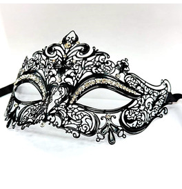 Elegant Metal Lace Mask, Silver 