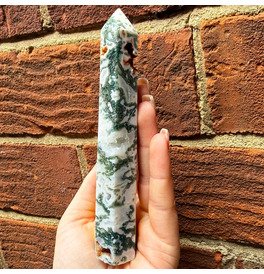 Moss Agate Large Tower 14-15cm