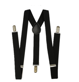 Childrens Black Adjustable Clip-On Suspenders