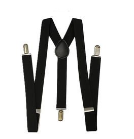 Black Adjustable Clip-On Suspenders