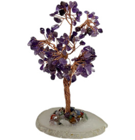 Agate Slice Crystal Tree - Amethyst