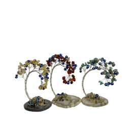 Mini Agate Slice Crystal Tree - Assorted with Evil eye