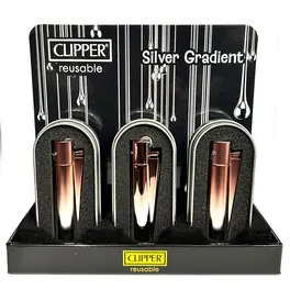 Metal Clipper Lighter Silver Gradient (Tray of 12)