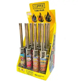 Hippy Love D12 Clipper Tube Lighter (Tray of 12)