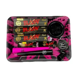 Stoner Girl Black RAW Rolling Tray Set