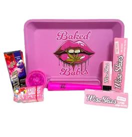 Wise Skies Baked Babes Pink Rolling tray Set