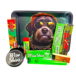 Wise Skies The Dawg Rasta Rolling Tray Set