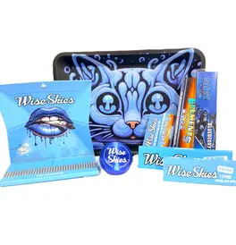 Wise Skies Blue Trippy Kitty Rolling Tray Set