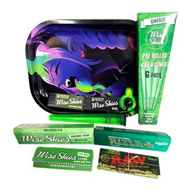 Wise Skies Green Biohazard Rolling Tray Set