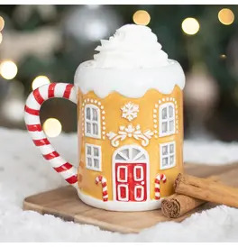 Candy Cane Gingerbread House Mug