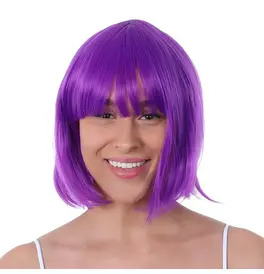 Purple Short Bob Wig with Fringe