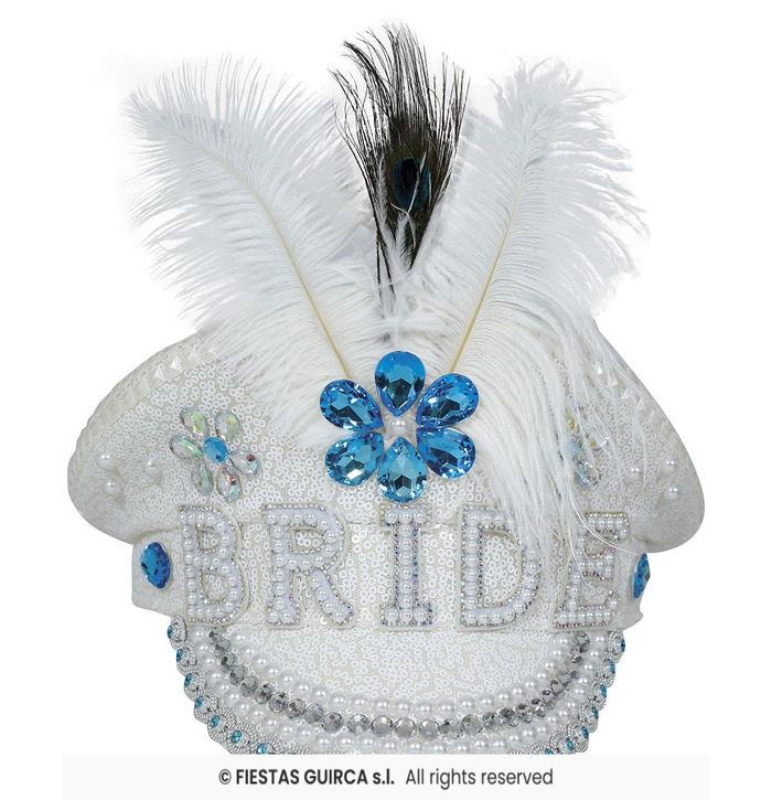 Bride Captain Hat with Jewels and Feather