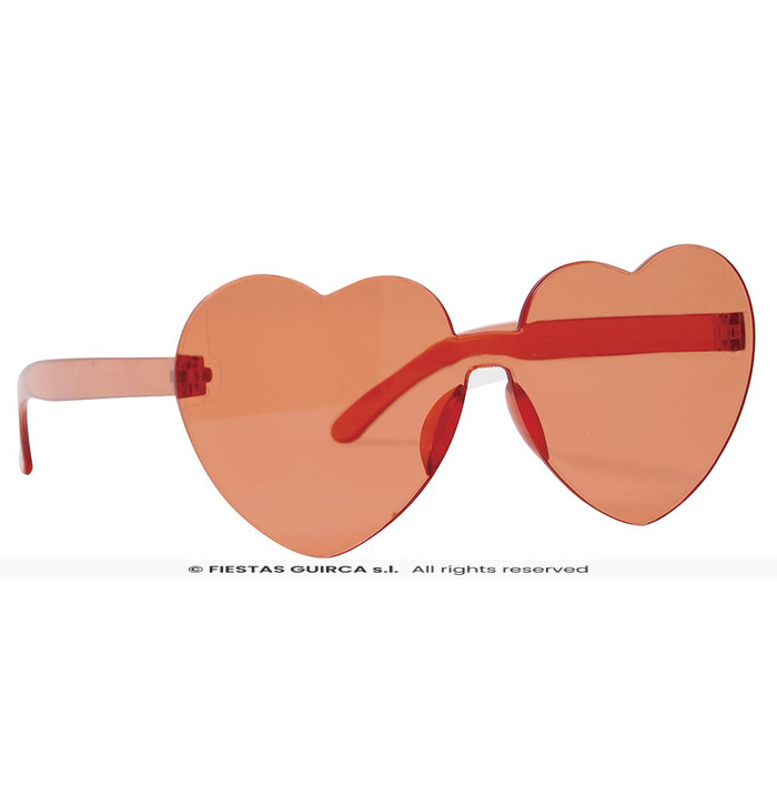 Transparent Heart Glasses, Red