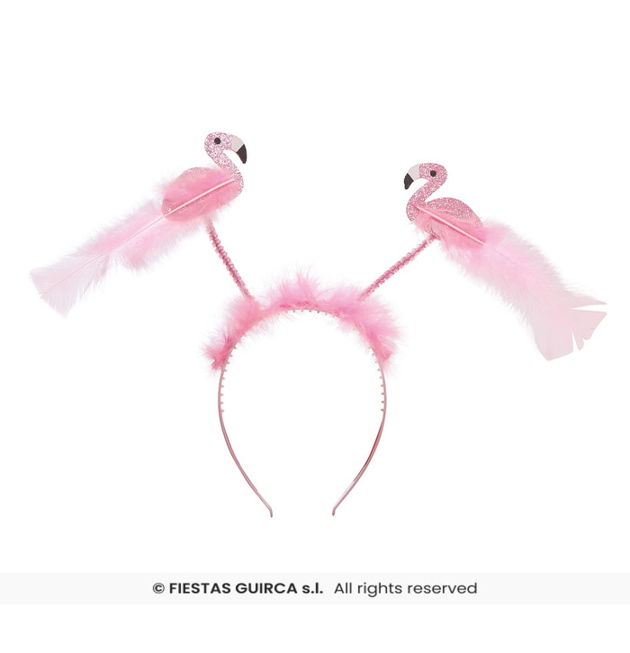 Flamingo Headband with Feathers