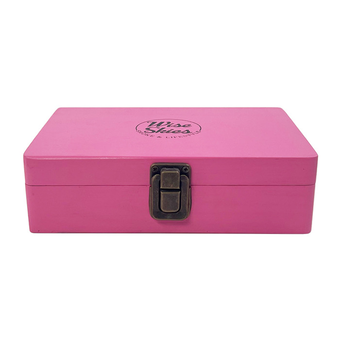 Wise Skies Pink Wooden Rolling Box Medium