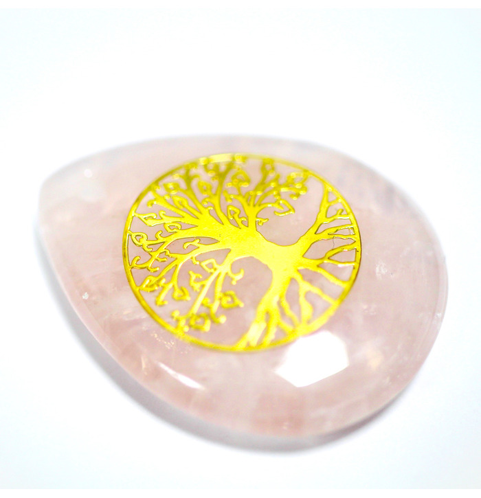 Pebble Tree Shape Crystal Stone - Rose Quartz