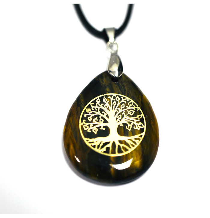 Pebble Tree Shape Crystal Stone - Tiger Eye