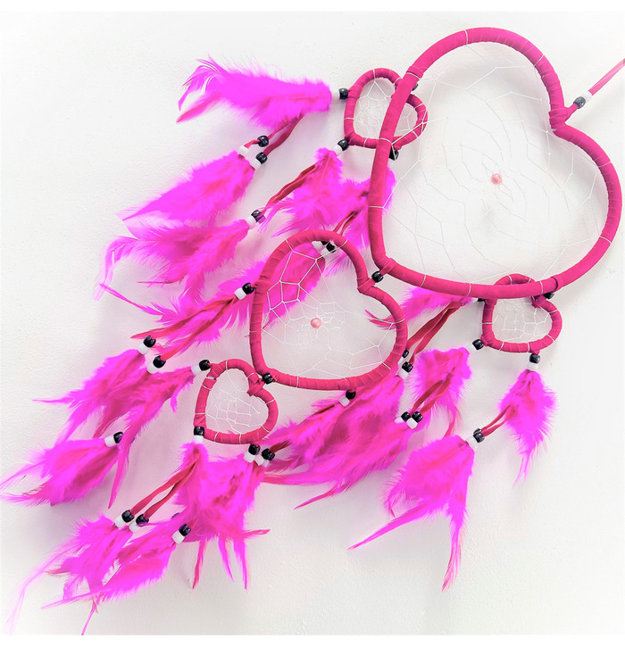 Dream Catcher, Bright Pink Hearts