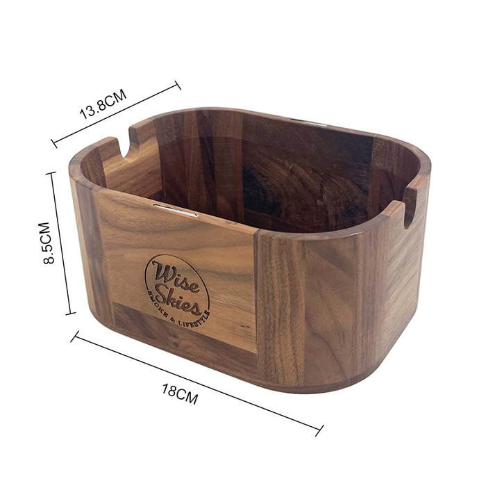 Wise Skies Walnut Small Rolling Tray Magnetic Box