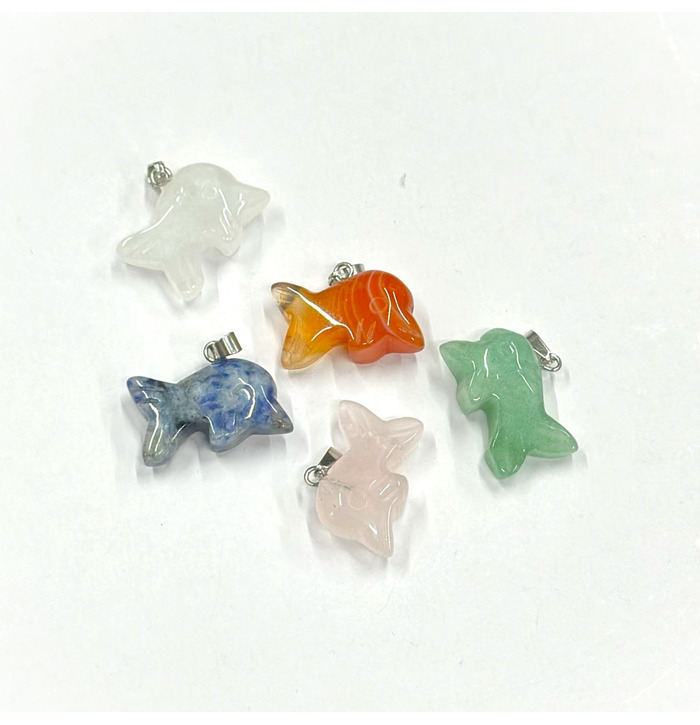 Dolphin Shape Crystal Stone Pendants