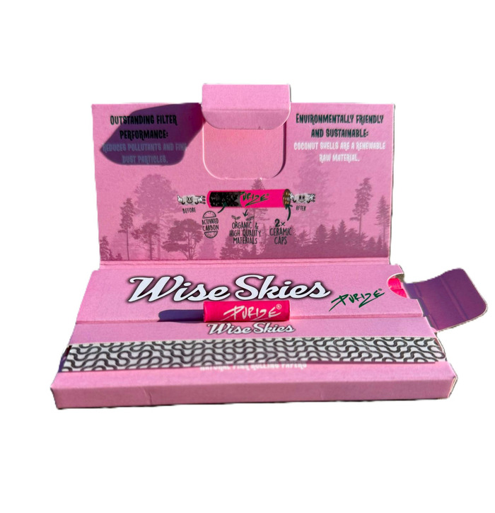 Wise Skies Carbon Purize Pink Rolling Papers (Box of 12)