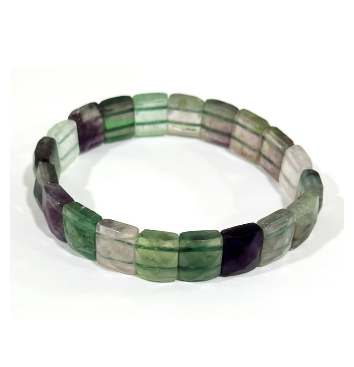 Cut Crystal Stone Bracelet - Fluorite