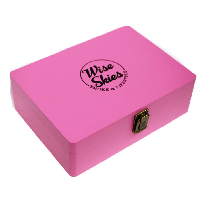 Wise Skies Pink Wooden Rolling Box Large