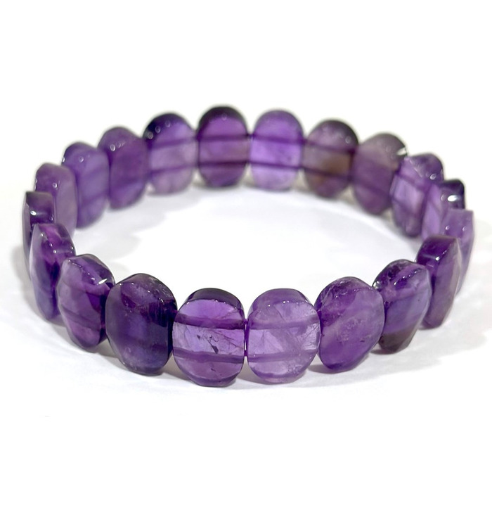 Cut Crystal Stone Bracelet - amethyst