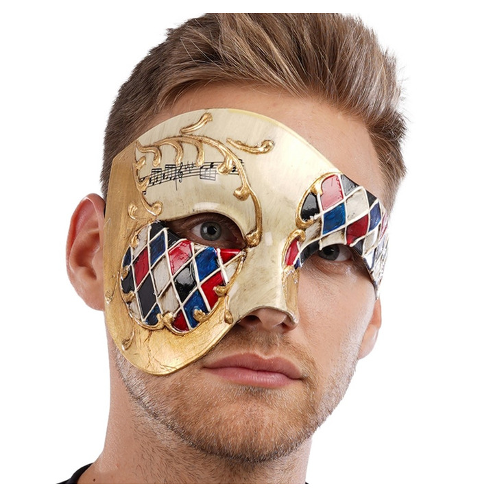 Venetian Half Face Mask, Beige