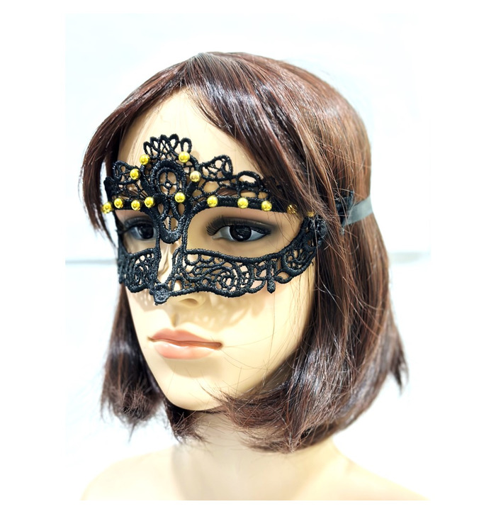 Lace Mask with Gold beads