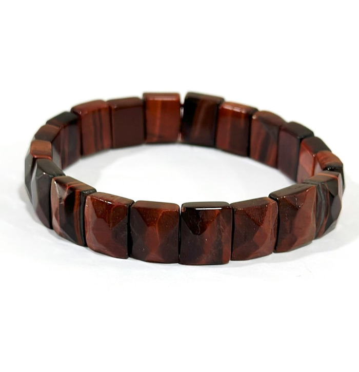 Cut Crystal Stone Bracelet - Red Tiger Eye