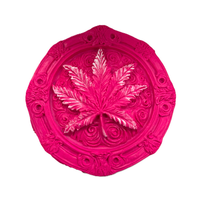 Pink Leaf Ashtray with Lid