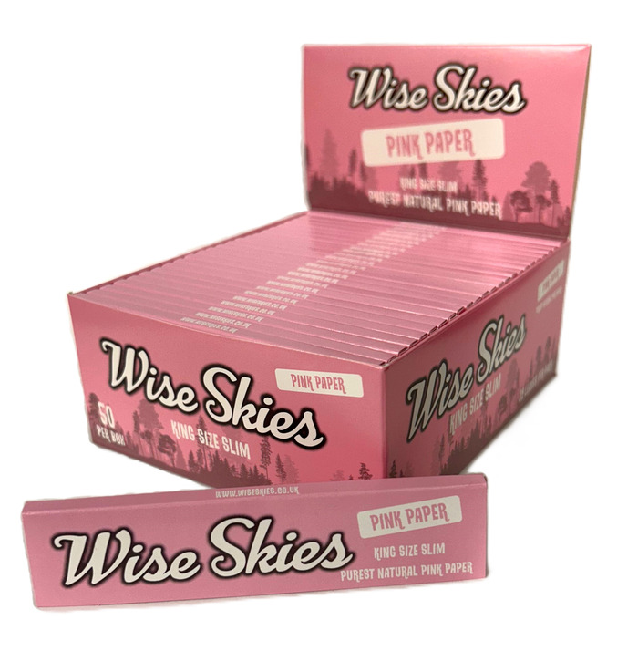 Wise Skies Pink King Size Slim Rolling Papers (Box of 50)