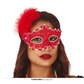 Masquerade mask with feathers, red 