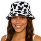 Bucket hat - black & white cow print