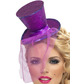 Fever mini top hat on headband, purple